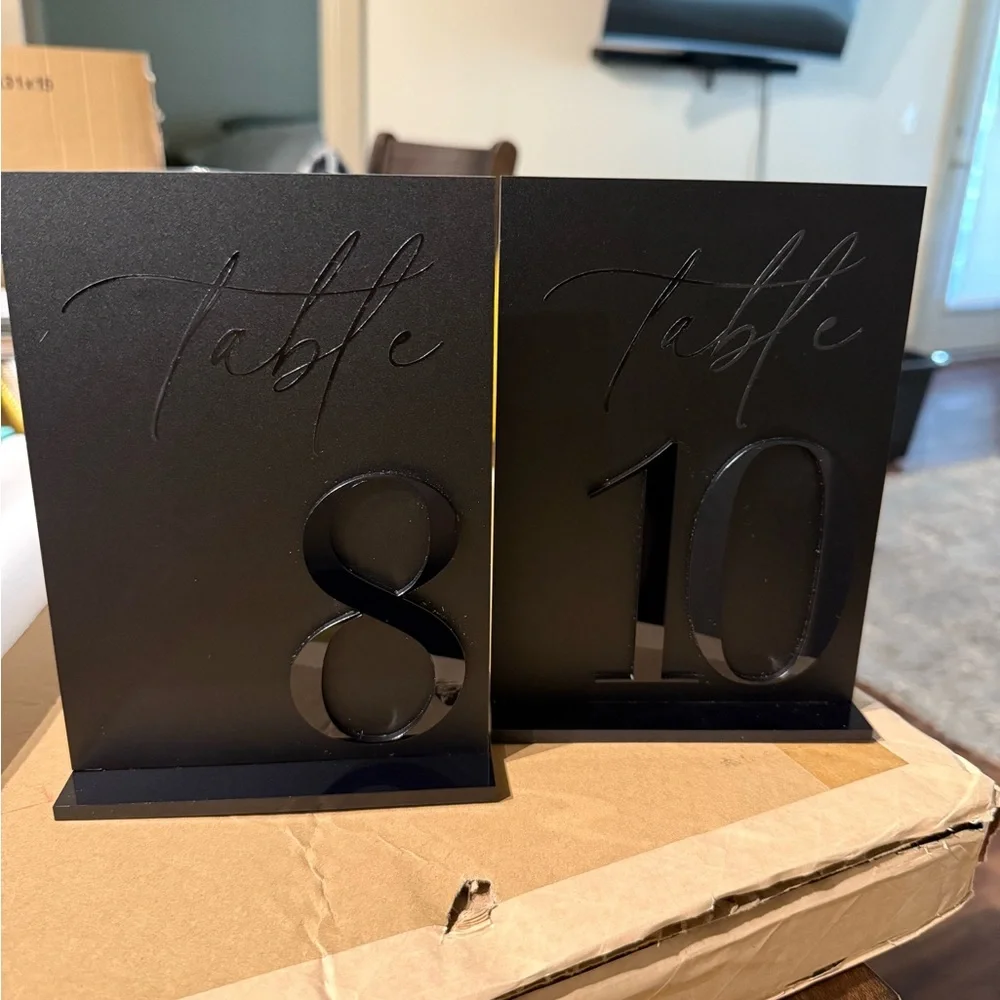 Black Table Number Signs - Elegant Party Table Numbers